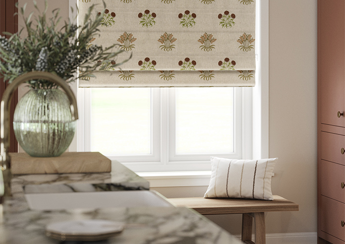 William Morris At Home Lily Flower Embroidery, Madder - Twist&Fit Roman Blind - Image 5